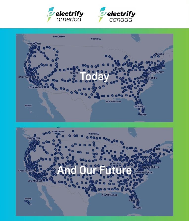 Bản đồ trạm sạc dự kiến của Mỹ hiện tại và năm 2025