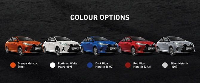 Tùy chọn màu sắc Toyota Vios 2021 ngoài màu đen cơ bản