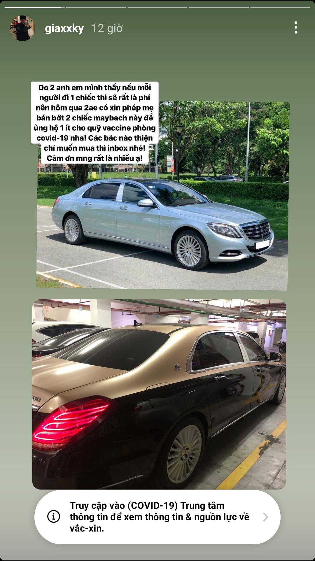 Gia kỳ rao bán 2 chiếc Mercedes-Maybach trên mạng xã hội Instagram