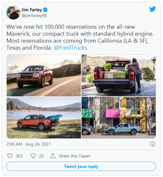 CEO Ford - Jim Farley, chia sẻ trên mạng xã hội Twitter