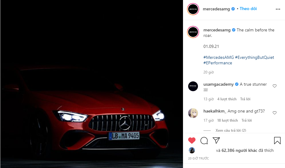 Mercedes-AMG GT 4 Door E Performace nhá hàng trên trang Instagram của hãng