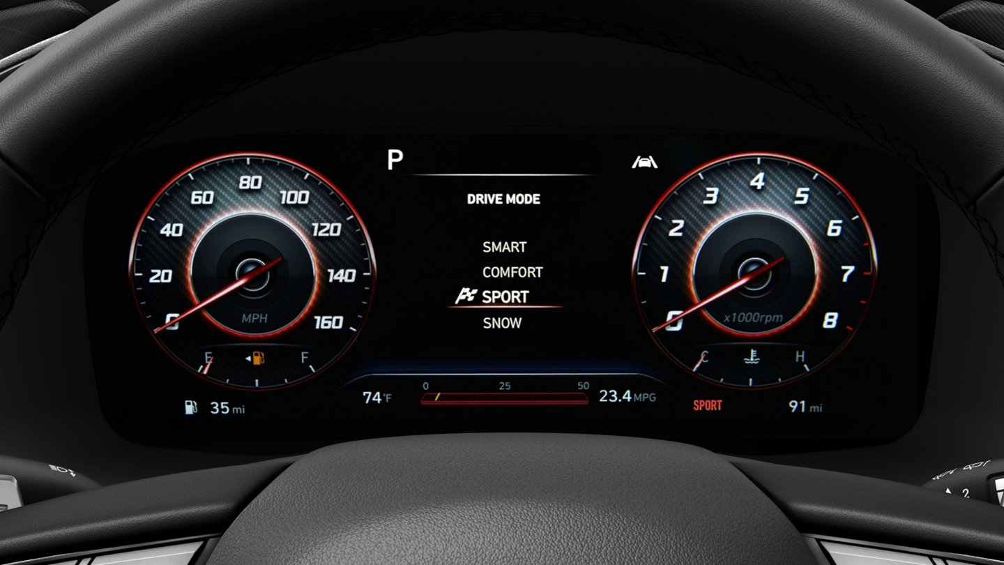 Đồng hồ thông tin kỹ thuật số trên Hyundai Santa Fe 2022