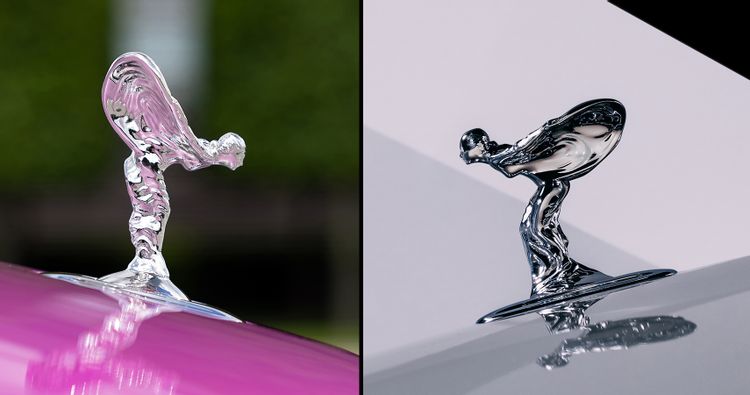 Biểu tượng Spirit of Ecstasy hiện tại (trái) và mới (phải)