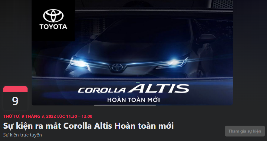Toyota Việt Nam công bố lịch ra mắt Corolla Altis thế hệ mới