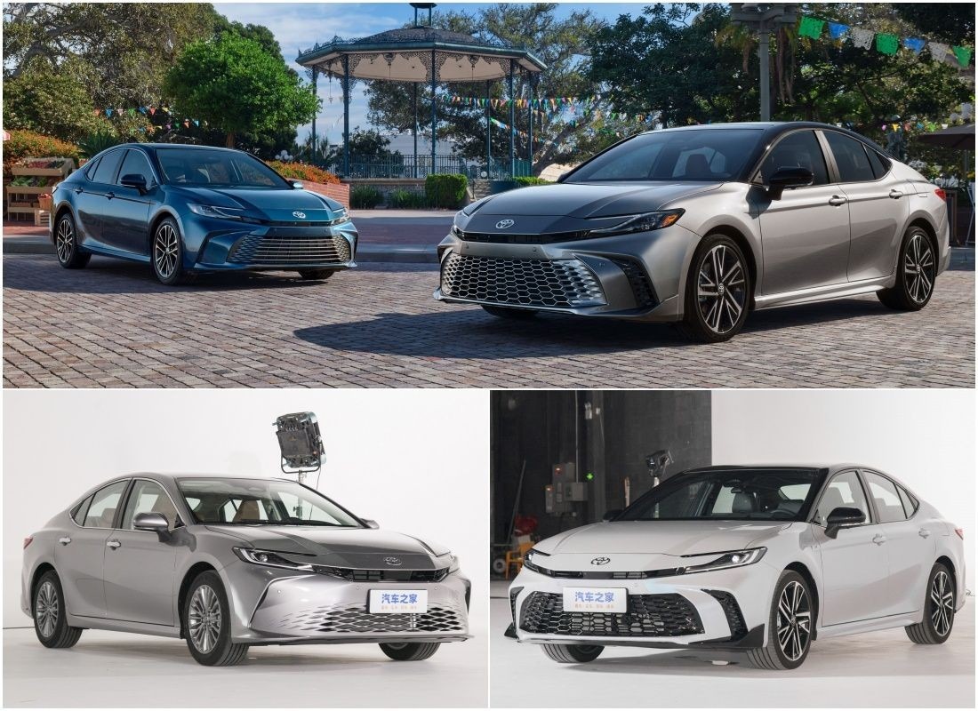 Toyota Camry thế hệ mới tại Mỹ (trên) và Trung Quốc (dưới)