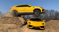 VIDEO: Lamborghini Urus 'nhảy cừu' qua siêu xe Aventador khiến ai nấy cũng 'rụng tim'