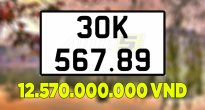 Biển 'sảnh rồng' 30K-567.89 trúng đấu giá lần thứ 3 với số tiền 12,57 tỷ đồng