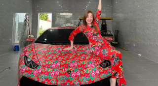 Hot mom Bạc Liêu khoác 'áo long phụng' cho Lamborghini Huracan để đón Tết