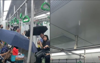 Hành khách 'dở khóc dở cười' khi phải che ô trên tàu metro Cát Linh - Hà Đông