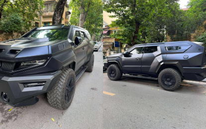 Bắt gặp 'khủng long' Rezvani Vengeance trên đường phố Hà Nội: Hầm hố như xe quân sự, có khả năng chống đạn