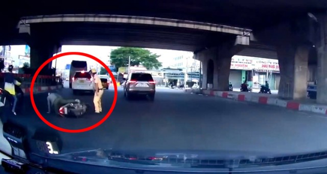 Bác bỏ thông tin “CSGT xô người đi xe máy”, tài xế xe máy có nồng độ cồn kịch khung