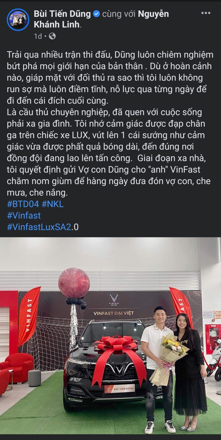 Bùi Tiến Dũng khoe bà xã cùng 'vợ thứ' trên trang cá nhân