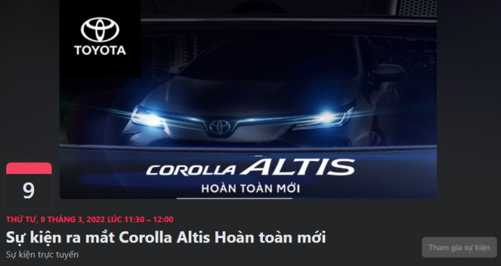 Toyota Việt Nam công bố lịch ra mắt Corolla Altis thế hệ mới